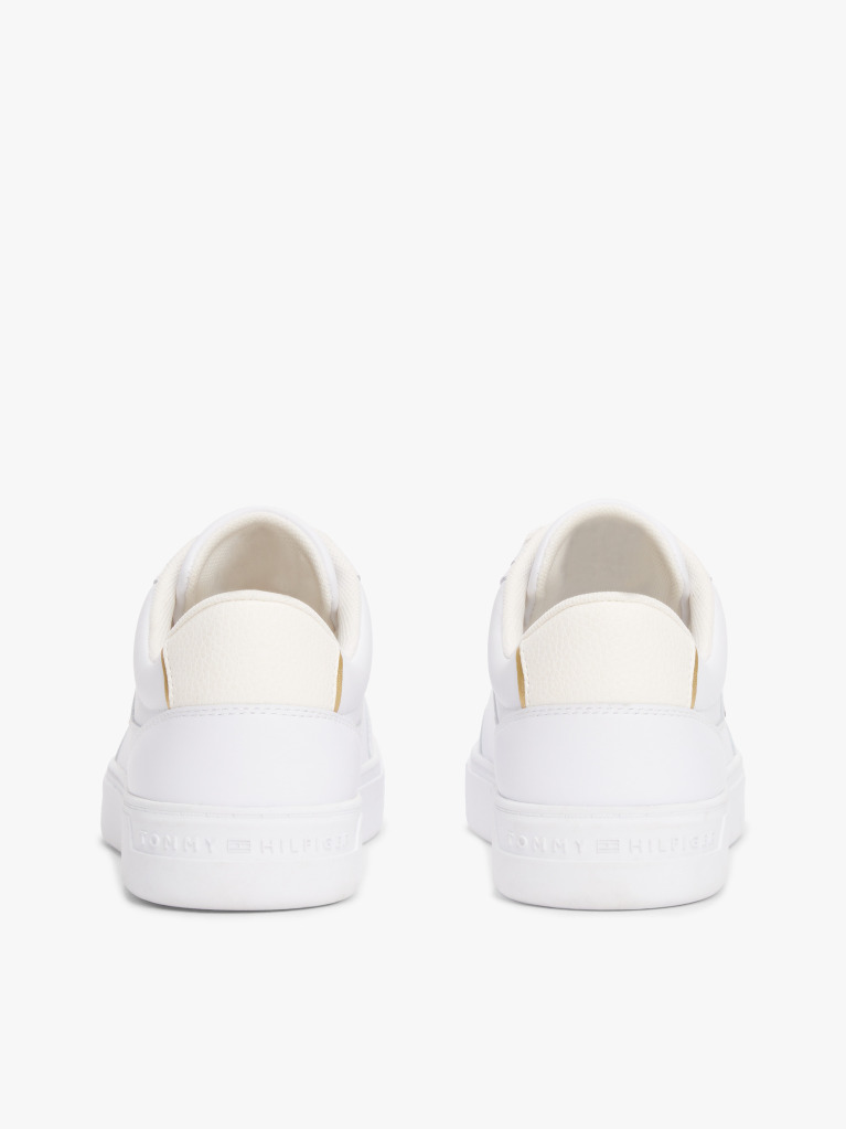 White TH Monogram Leather Court Trainers  Women