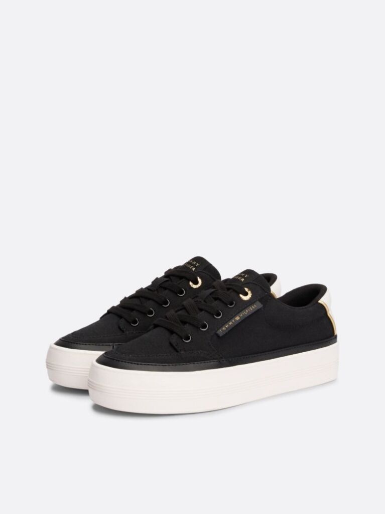 Black Contrast Trim Trainers  Women