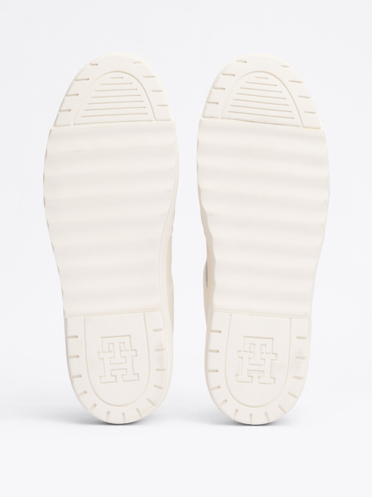 Beige Leather Colour-Blocked Basketball Trainers  Women