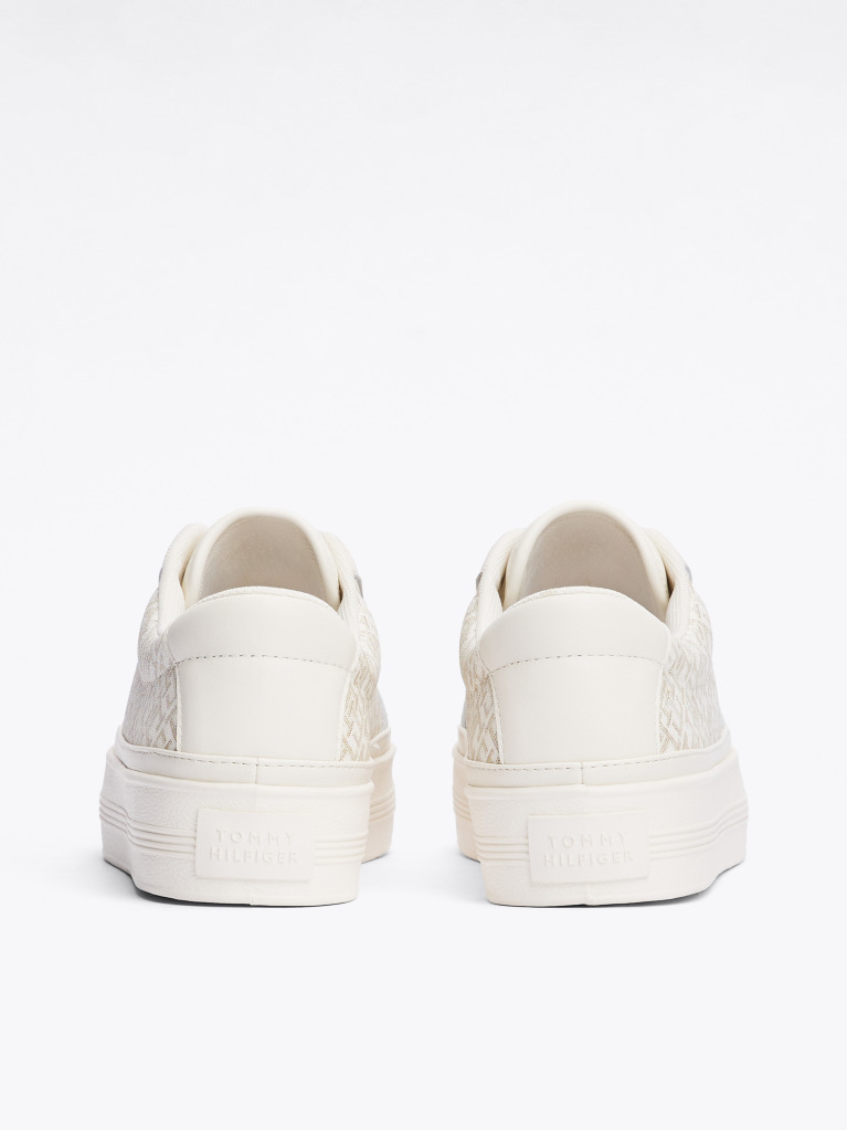 Beige TH Monogram Leather Flatform Trainers  Women
