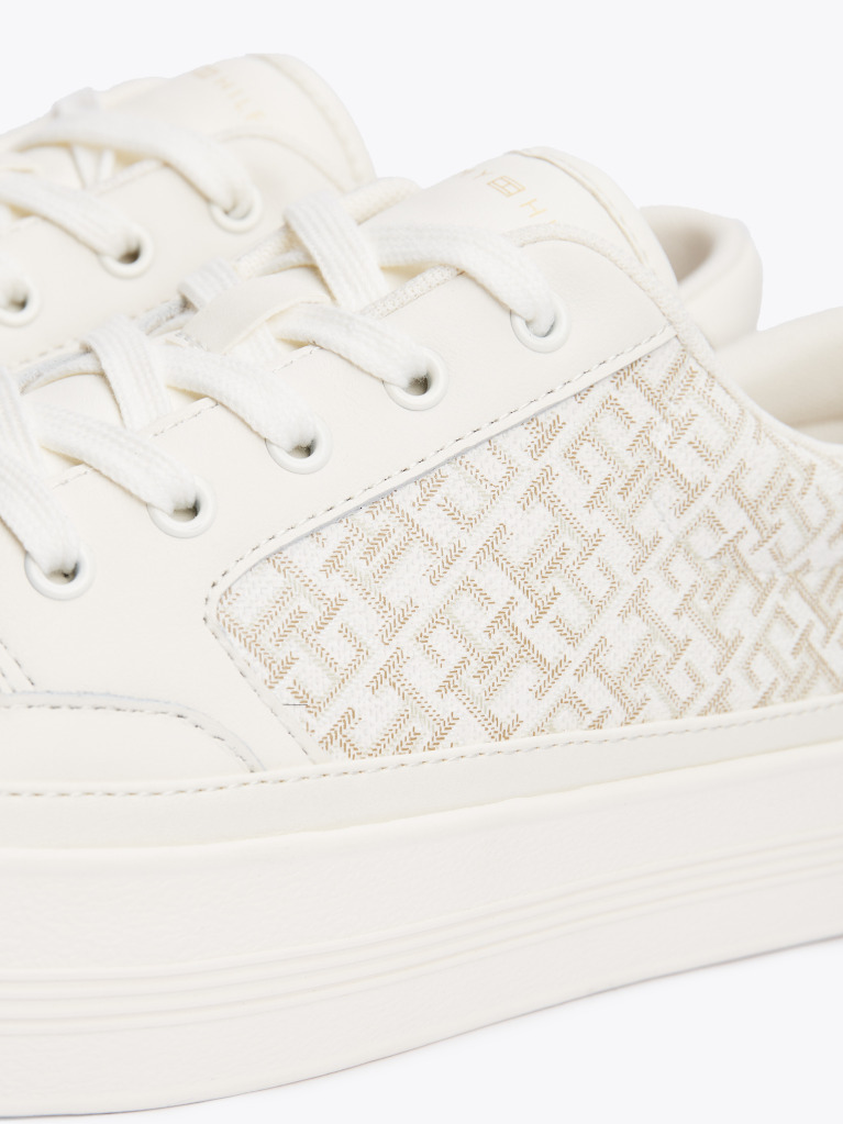 Beige TH Monogram Leather Flatform Trainers  Women
