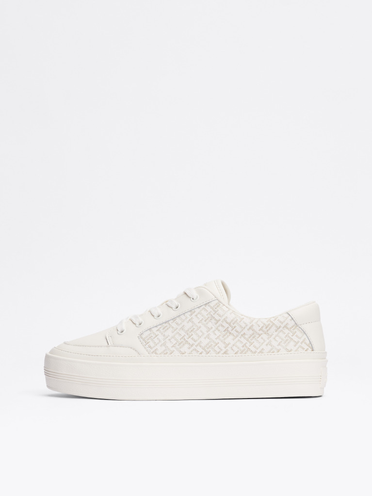 Beige TH Monogram Leather Flatform Trainers  Women