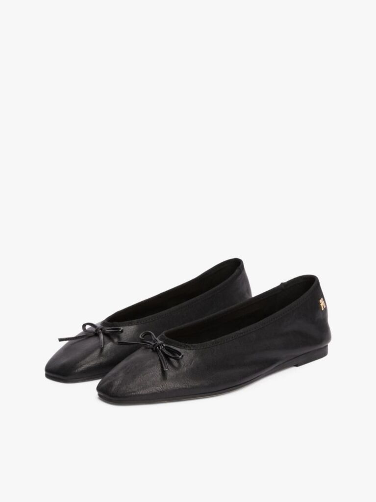 Black TH Monogram Leather Ballerinas  Women