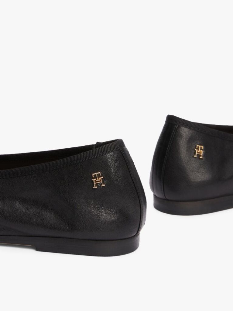 Black TH Monogram Leather Ballerinas  Women