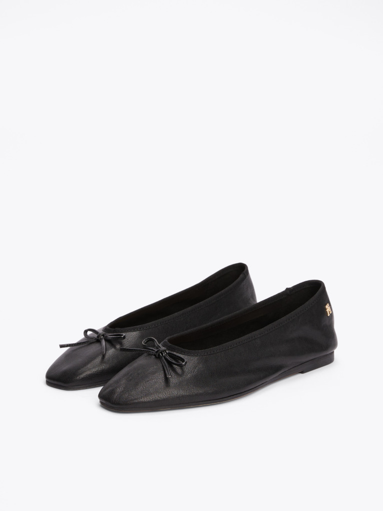 Black TH Monogram Leather Ballerinas  Women