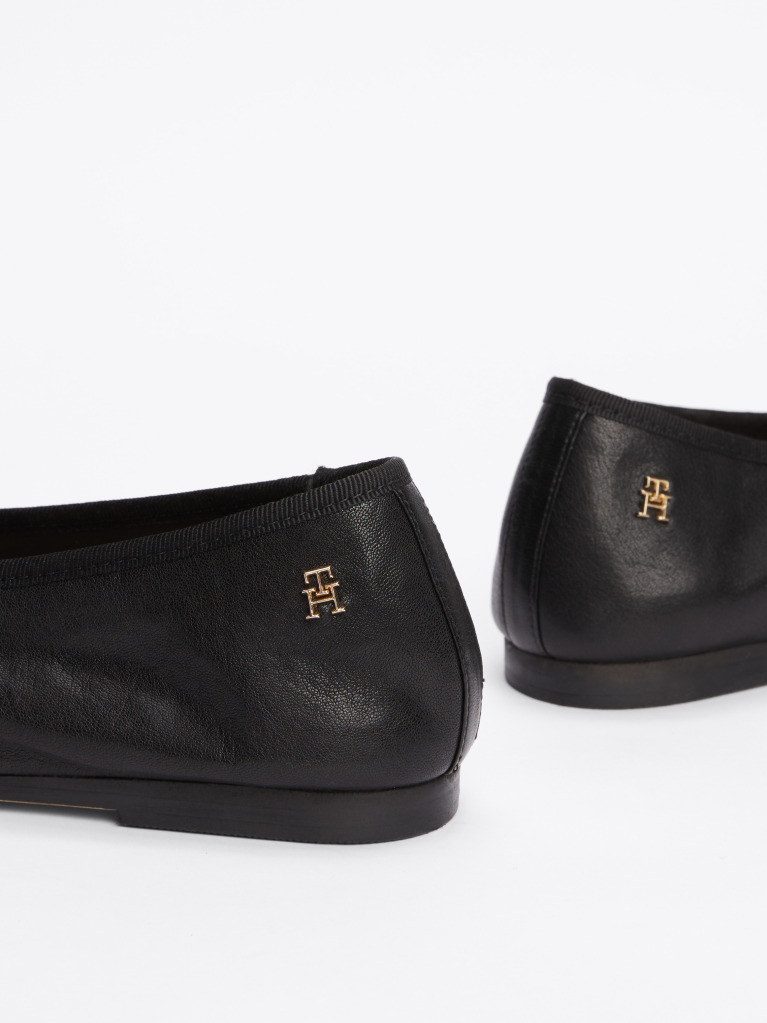 Black TH Monogram Leather Ballerinas  Women