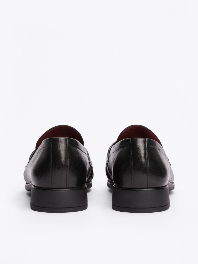 Black TH Monogram Leather Pleated Loafers  Women