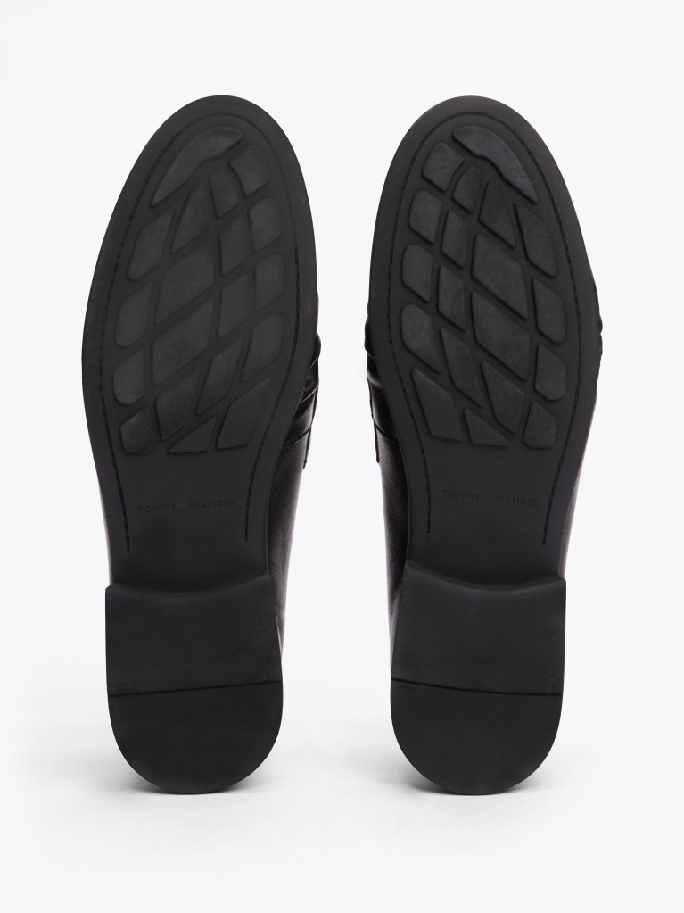 Black TH Monogram Leather Pleated Loafers  Women