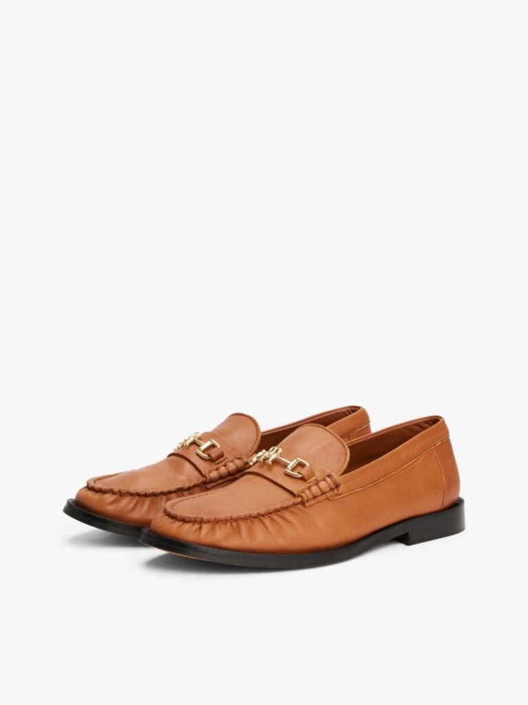 Brown Leather Horsebit Loafers  Women