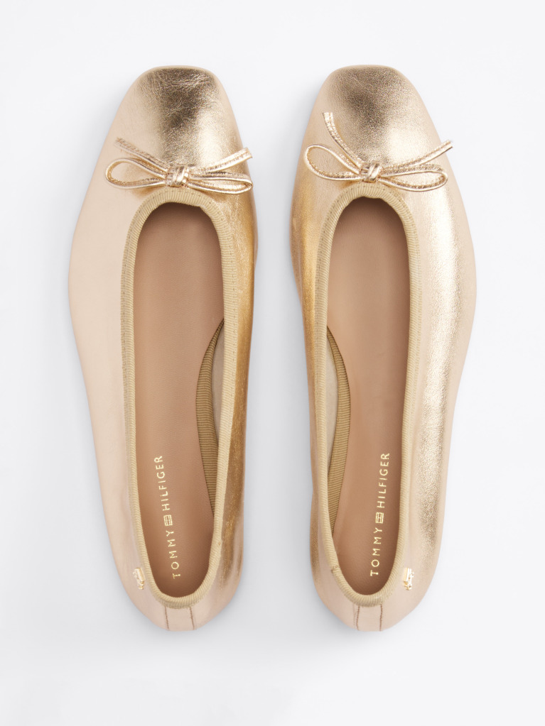 Gold Metallic Leather Ballerinas  Women
