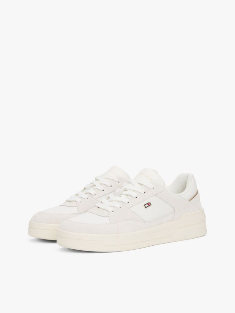 Beige Mixed Texture Basketball Trainers  Women
