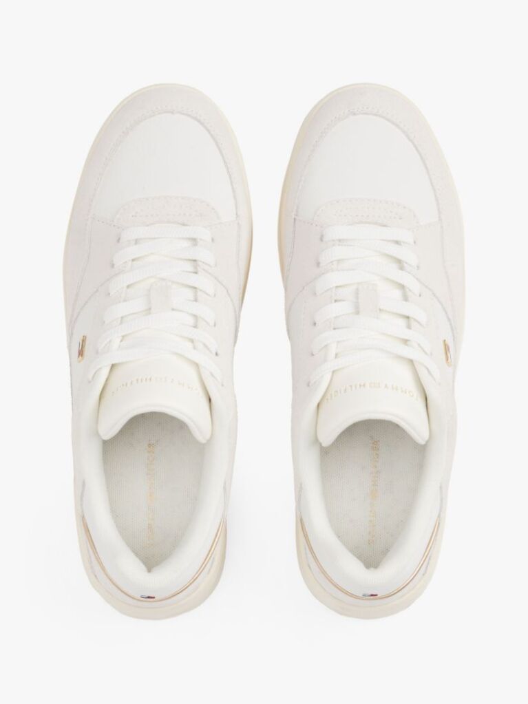 Beige Mixed Texture Basketball Trainers  Women