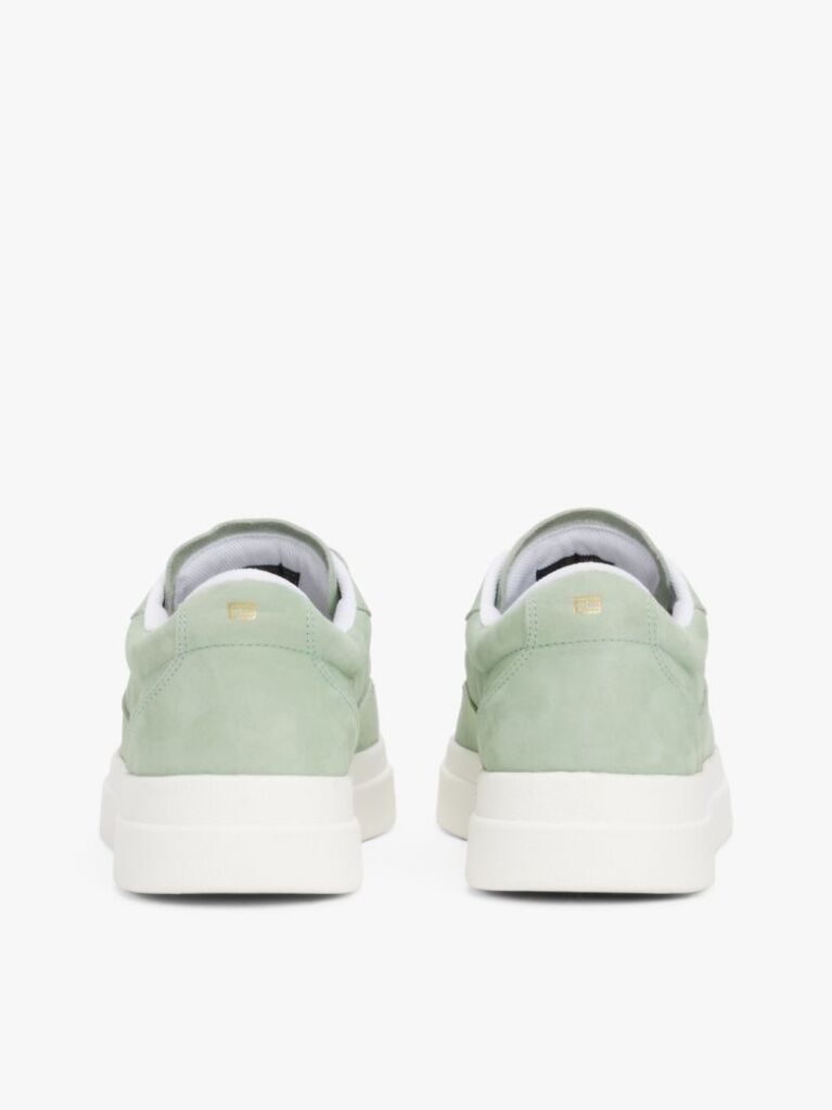 Green Leather Metallic Logo Court Trainers  Women
