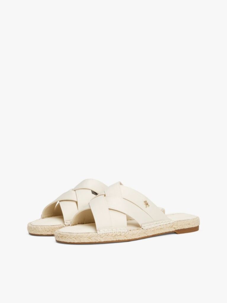 Beige Satin Espadrille Mules  Women