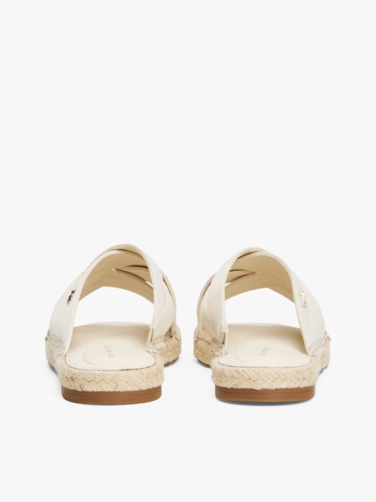 Beige Satin Espadrille Mules  Women