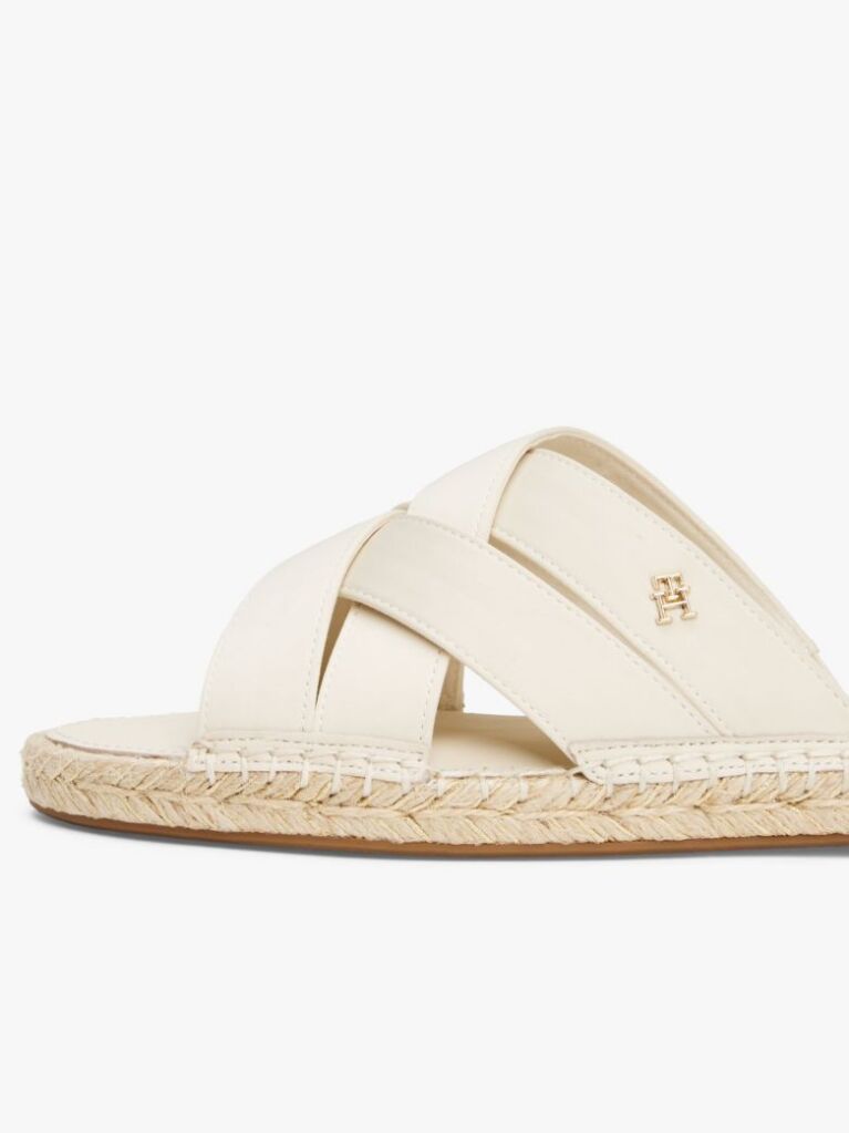 Beige Satin Espadrille Mules  Women