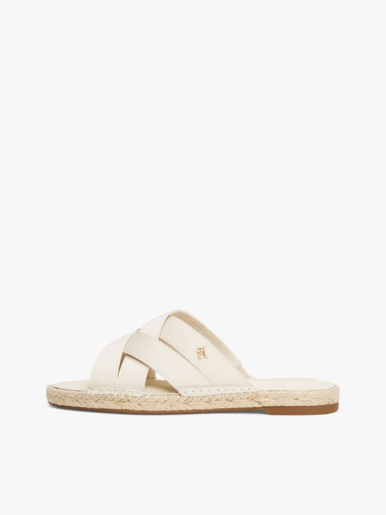 Beige Satin Espadrille Mules  Women