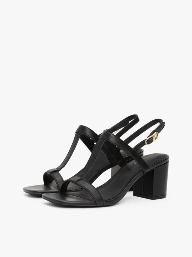 Black Leather Block Heel Sandals  Women