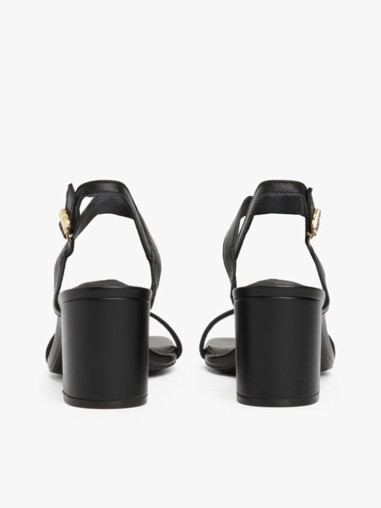 Black Leather Block Heel Sandals  Women
