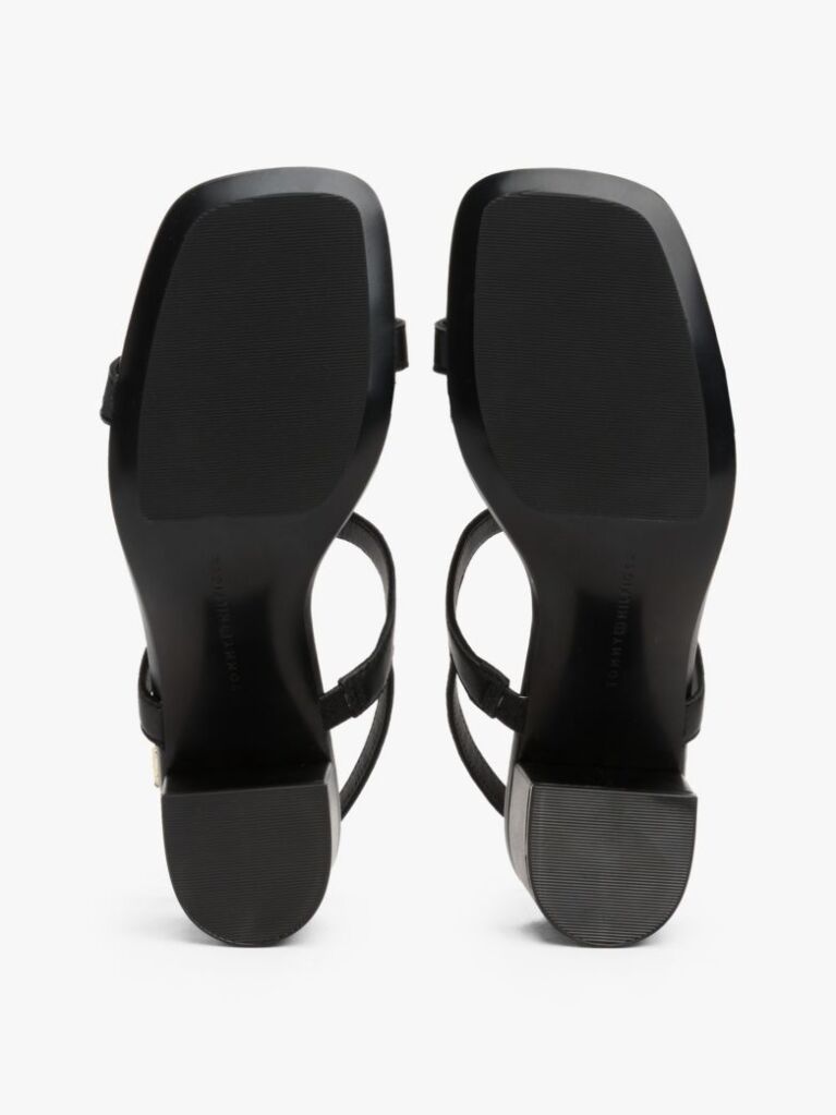 Black Leather Block Heel Sandals  Women