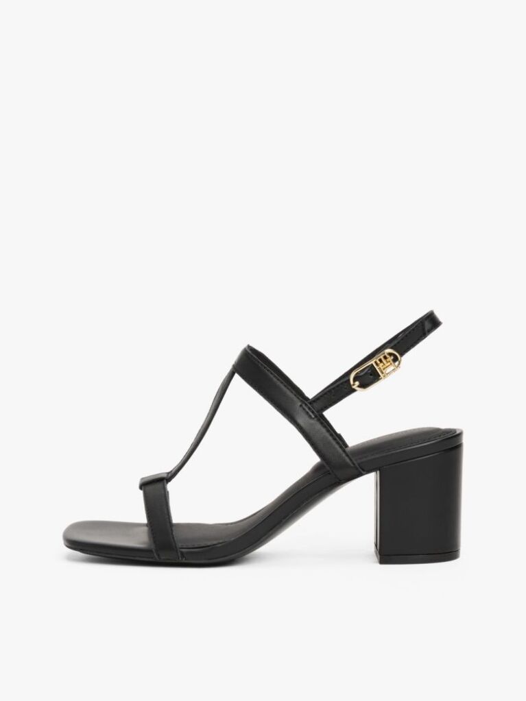 Black Leather Block Heel Sandals  Women