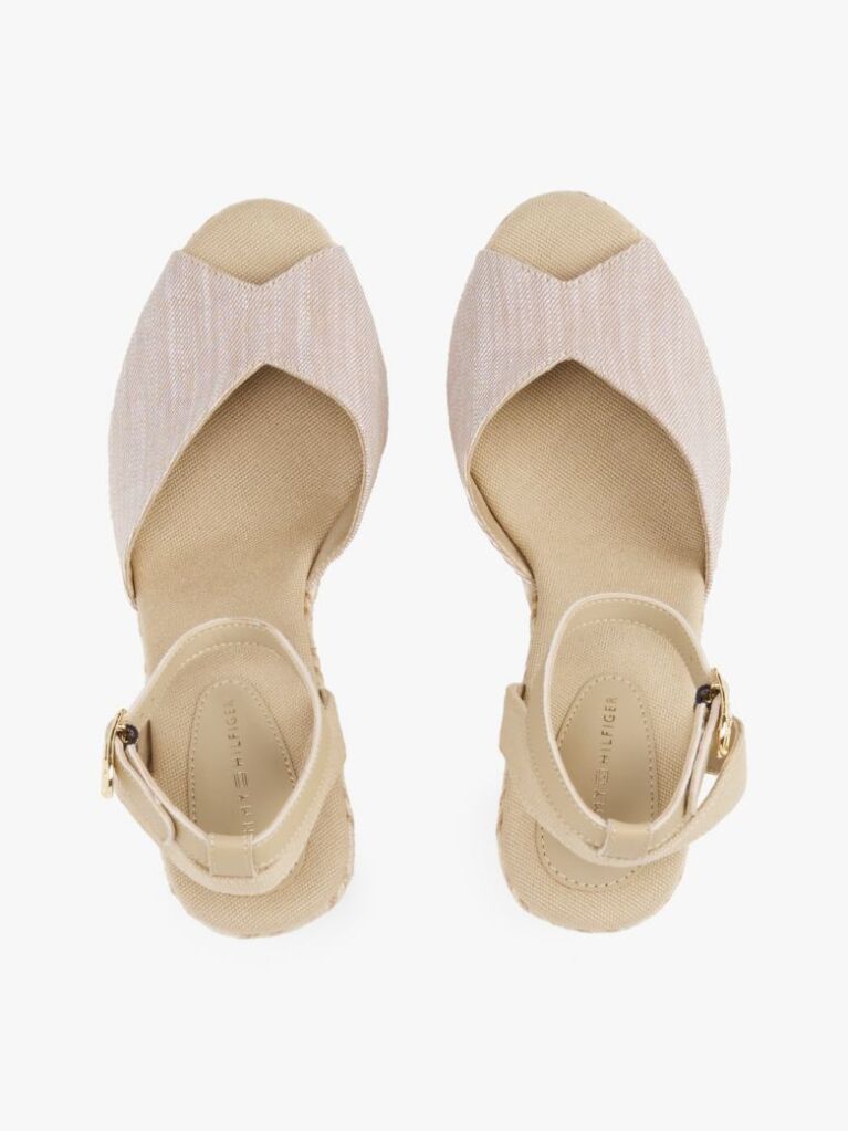 Beige Chambray Espadrille Wedge Sandals  Women
