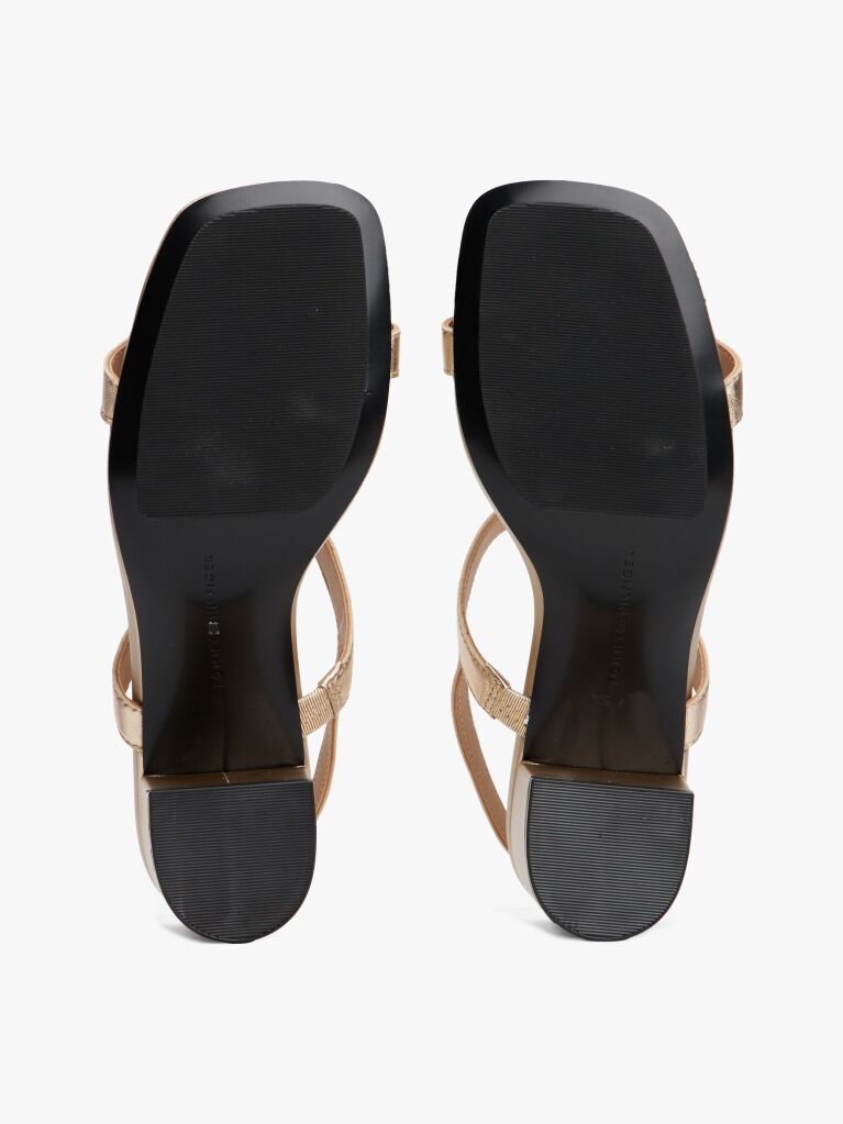 Gold Metallic Leather Block Heel Sandals  Women