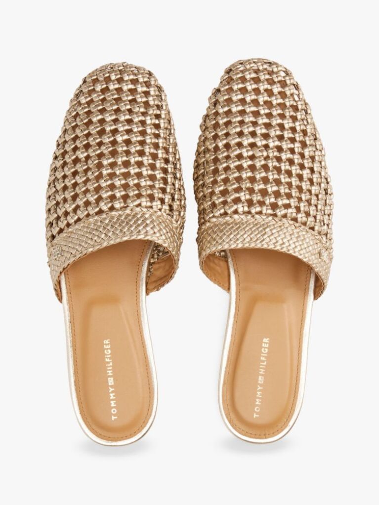 Gold Metallic Crochet Mules  Women