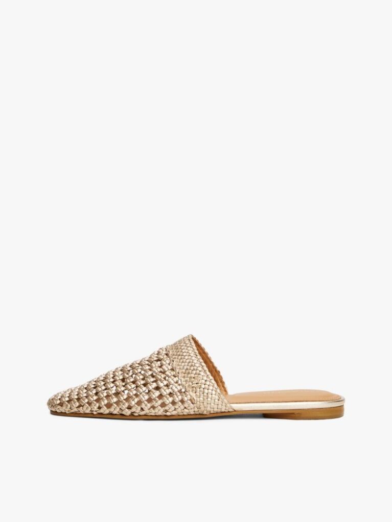 Gold Metallic Crochet Mules  Women
