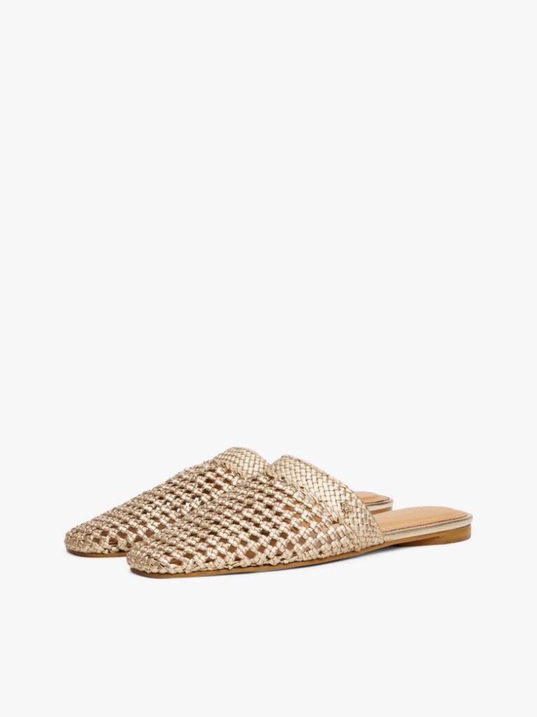 Gold Metallic Crochet Mules  Women