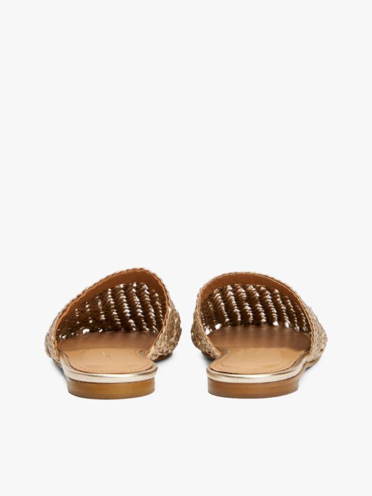 Gold Metallic Crochet Mules  Women