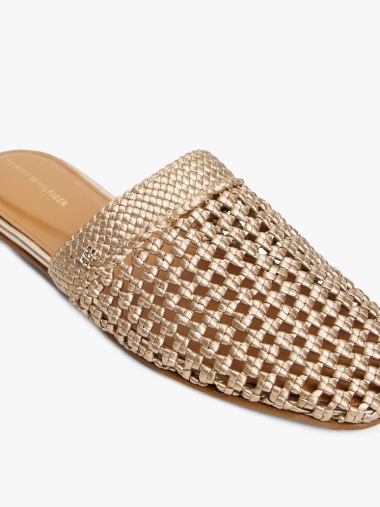 Gold Metallic Crochet Mules  Women