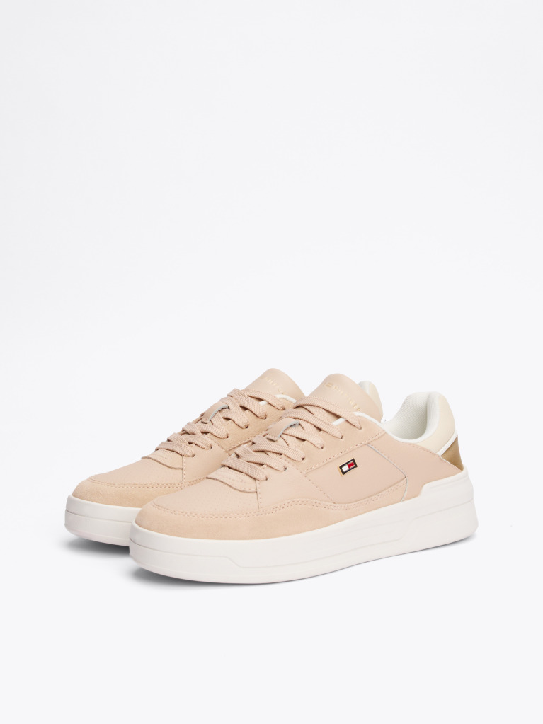 Μπεζ Sneakers Με Μεταλιζέ Πάνελ  Γυναίκες