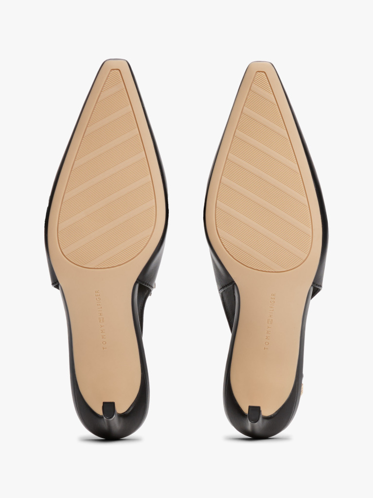 Black Leather Pointed Toe Slingback Heels  Women