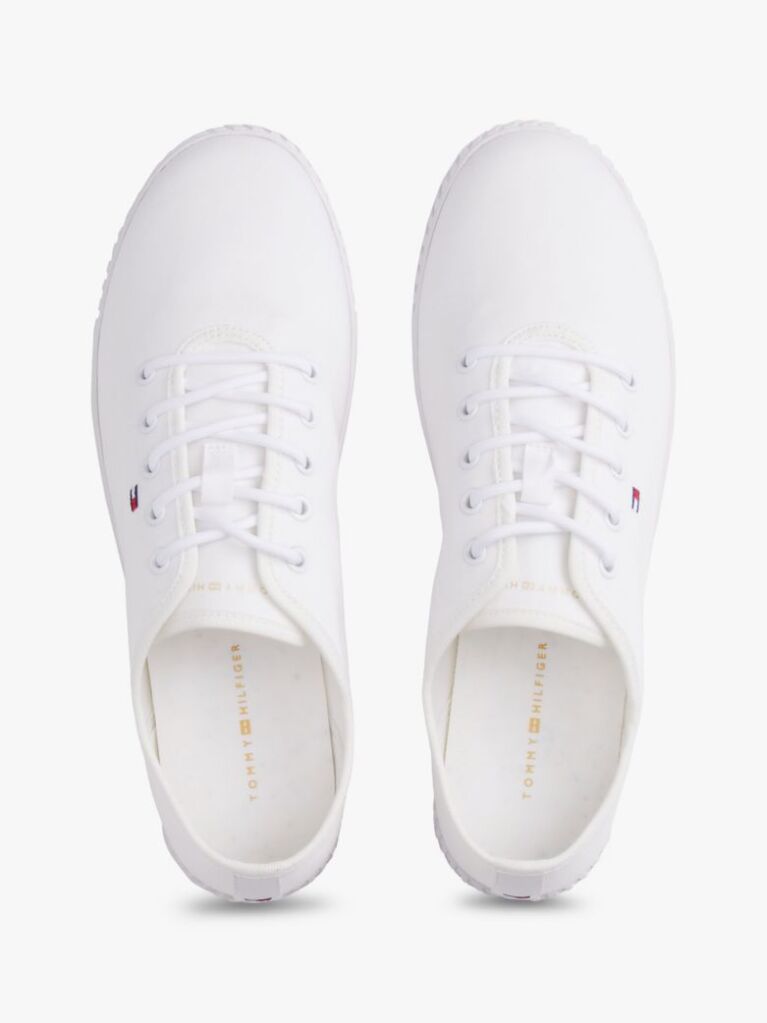 Άσπρο Sneakers Από Canvas Με Κεντητό Σημαιάκι  Γυναίκες