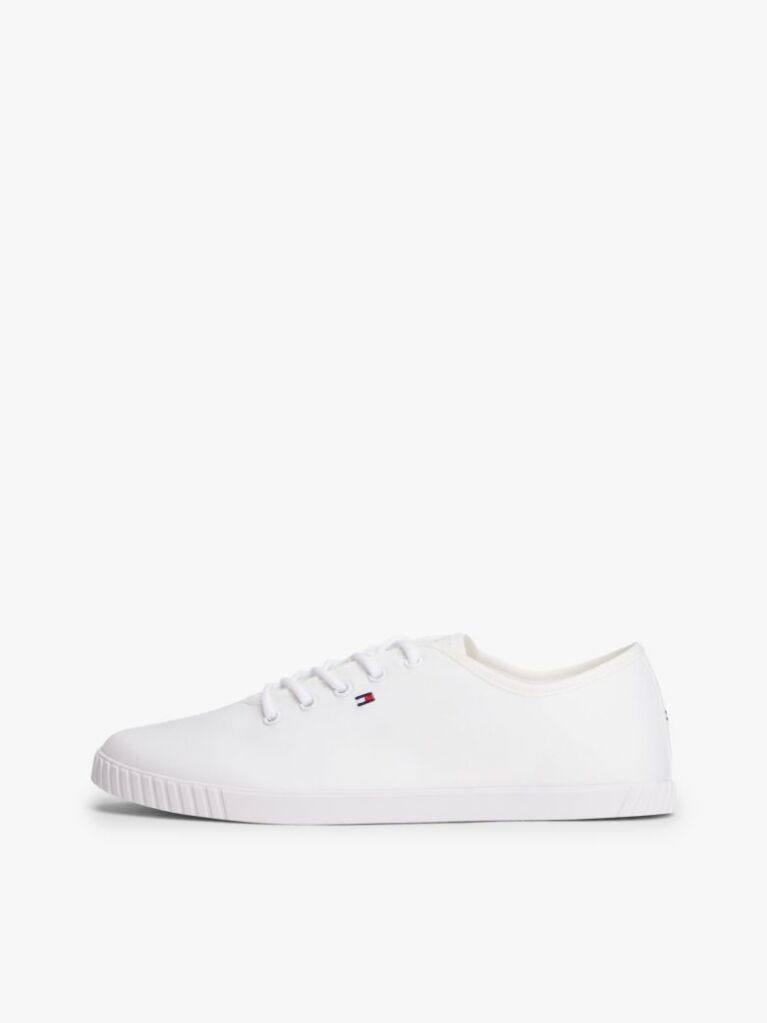 Άσπρο Sneakers Από Canvas Με Κεντητό Σημαιάκι  Γυναίκες