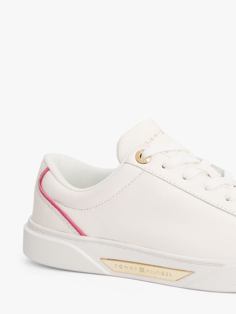White Leather Court Trainers  Women