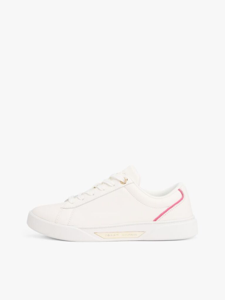 White Leather Court Trainers  Women