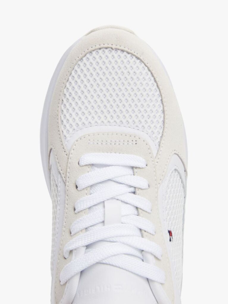White Mixed Texture Runner Trainers  Women