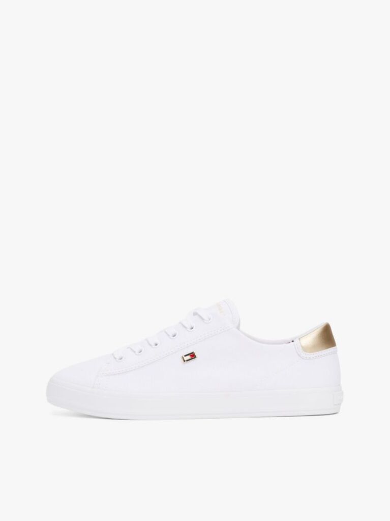 Άσπρο Sneakers Από Canvas Με Μεταλλική Λεπτομέρεια  Γυναίκες