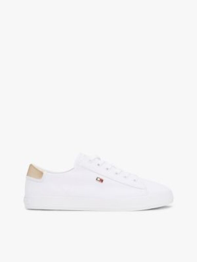 Άσπρο Sneakers Από Canvas Με Μεταλλική Λεπτομέρεια  Γυναίκες
