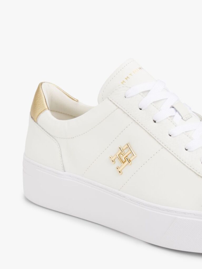 Άσπρο Δερμάτινα Sneakers Σε Στιλ Πλατφόρμας  Γυναίκες