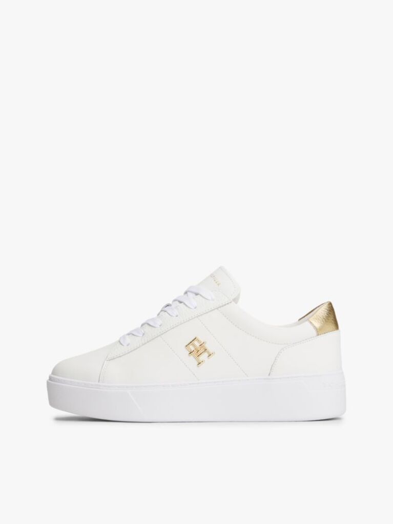 Άσπρο Δερμάτινα Sneakers Σε Στιλ Πλατφόρμας  Γυναίκες