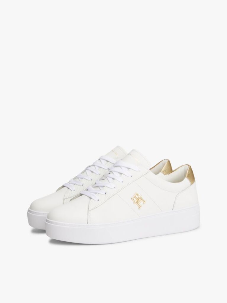 Άσπρο Δερμάτινα Sneakers Σε Στιλ Πλατφόρμας  Γυναίκες