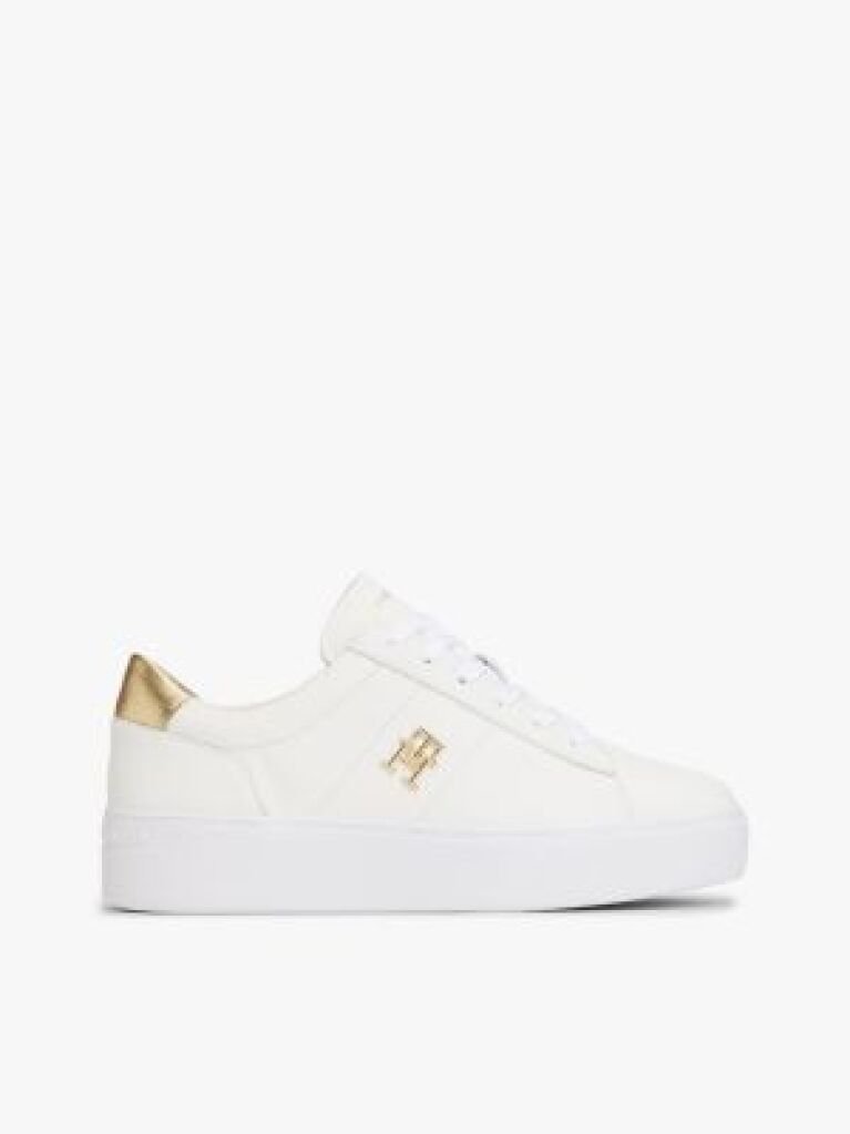 Άσπρο Δερμάτινα Sneakers Σε Στιλ Πλατφόρμας  Γυναίκες
