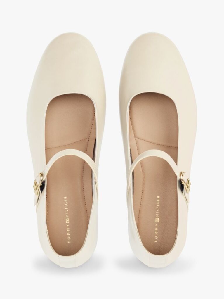 Beige Leather Mary Jane Ballerinas  Women