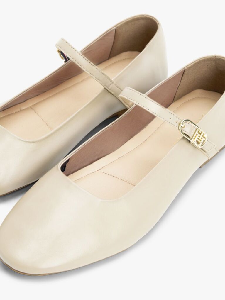 Beige Leather Mary Jane Ballerinas  Women
