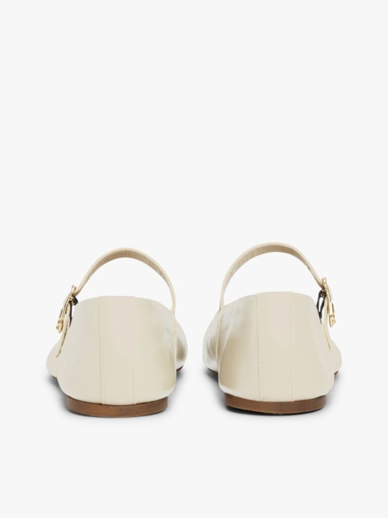 Beige Leather Mary Jane Ballerinas  Women