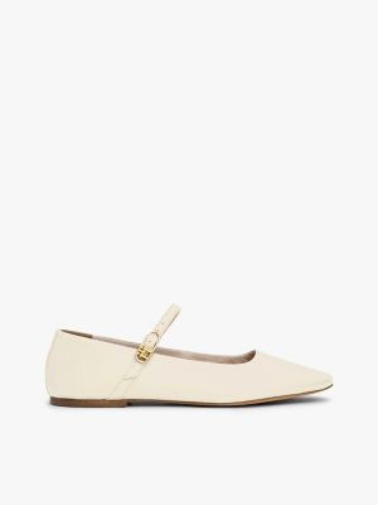 Beige Leather Mary Jane Ballerinas  Women