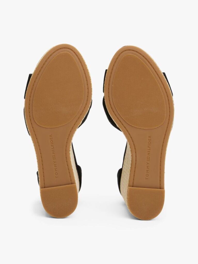 Black Canvas Espadrille High Wedge Sandals  Women